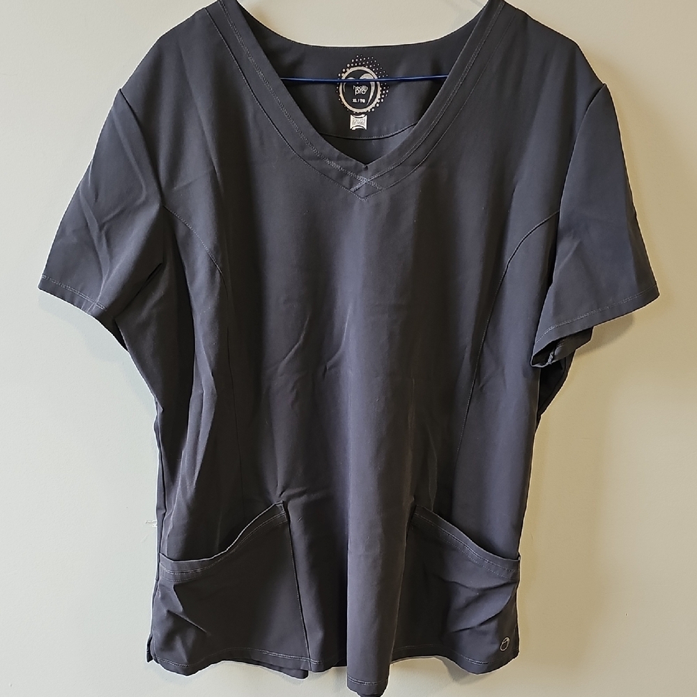 Health Pro Gray XL V Neck Scrub Top